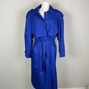 Charles Klein Poland  Blue Vintage Tie Waist Trench Raincoat 14